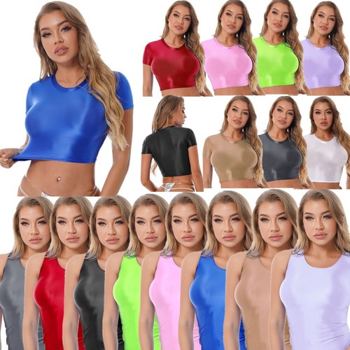 Shirt donna lucida olio crop - t-shirt,
